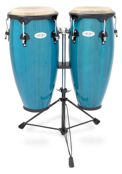 Toca SERIES WOOD CONGA SET WITH STAND 10'' AND 11'' DOUBLE STAND  BLUE 2300BB