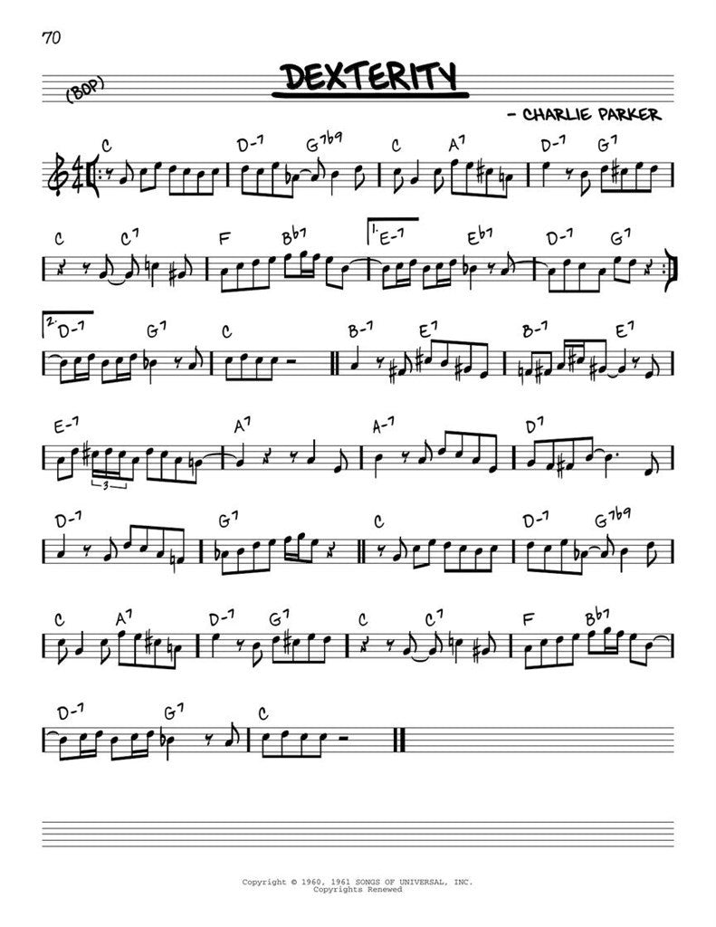Il vero libro del bebop - Strumenti in Sib
