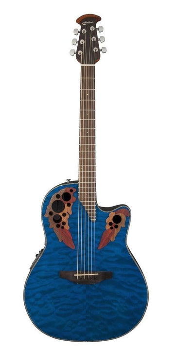chitarre elettroacustiche celebrity elite plus mid cutaway blue transparent quilt