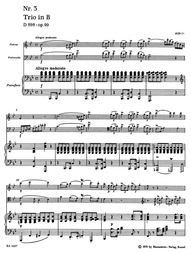 Schubert Franz - Trio Sib Op.99 - Violino, violoncello e pianoforte