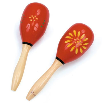 Maracas in legno dipinto di rosso