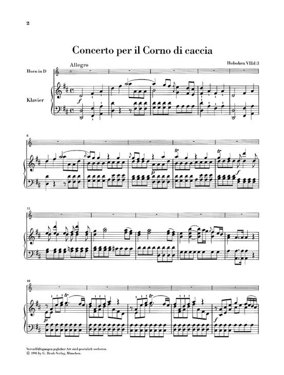Haydn J. - Concerto For Horn And Orchestra D Major
