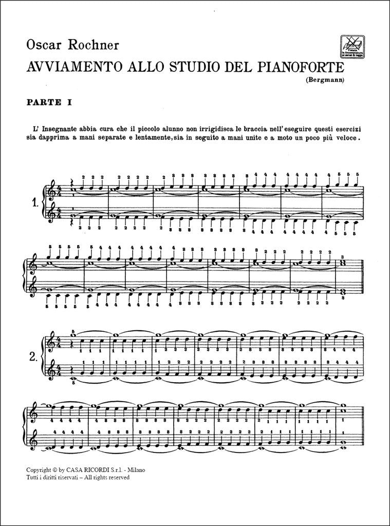 Rochner Oscar - Avviamento Pour L'etude Du Piano Vol.1