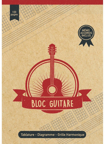 Mini Bloc Guitare - Tabalature Diagramme Grille Harmonique - Memo Accords Inclus - 100 Pages