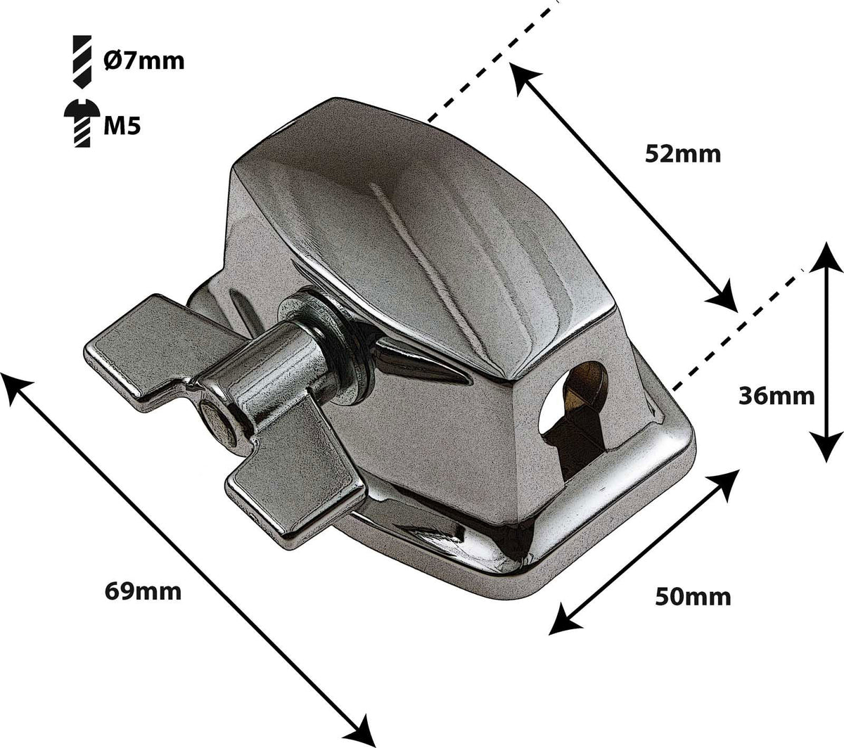 TB8BK - Supporto per Tom / Tom a terra Ø9.5-10.5mm - 52mm Nero (x1)