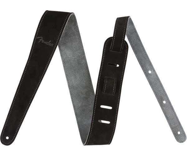 2" Tracolla in camoscio nera/grigia reversibile