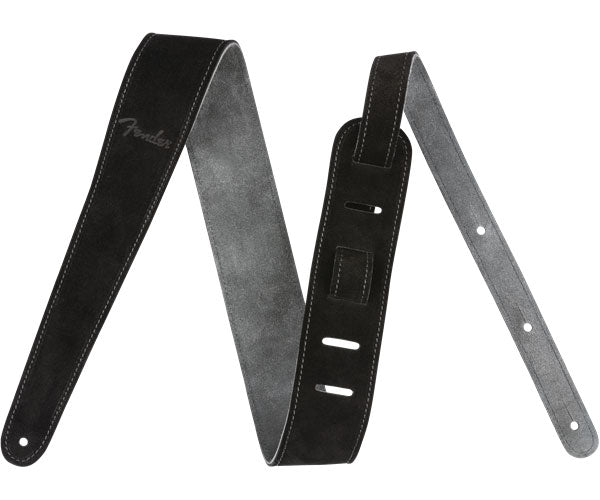 2" Tracolla in camoscio nera/grigia reversibile