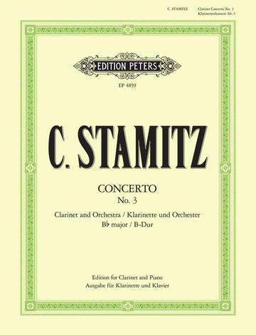 Stamitz Carl - Clarinet Concerto No. 3 In B Flat - Clarinet And Piano