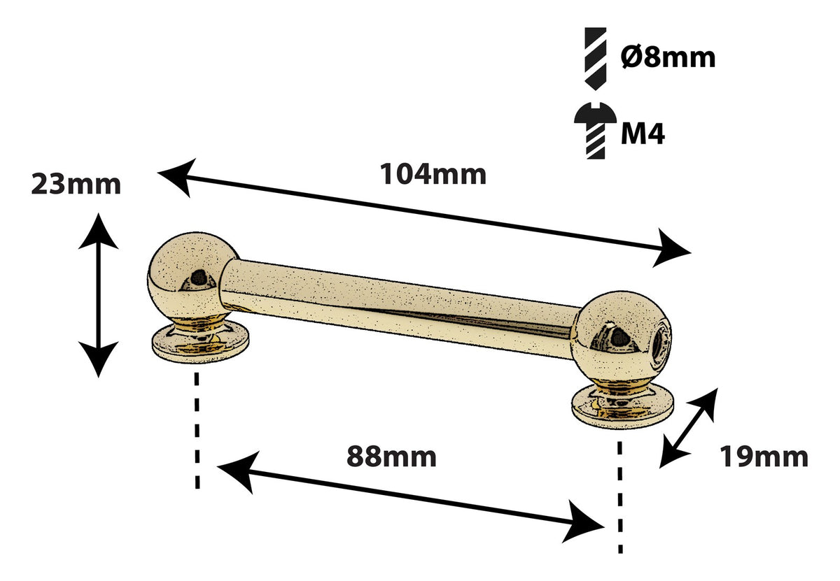 TL13D88-BR Blocchetto Tubolare 88mm Ottone A Doppio Tirante X1