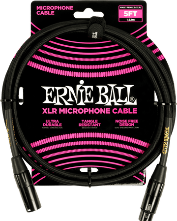 Cavi Microfono Guaina Intrecciata XLR Maschio/XLR Femmina 1,5M Nero