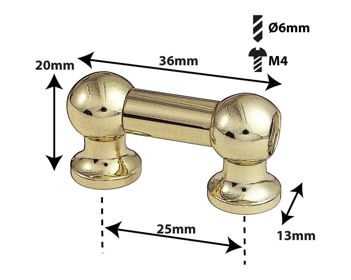 TL12S25-BR Blocchetto Tubo 25mm Dorato Singolo Tirante (X1)