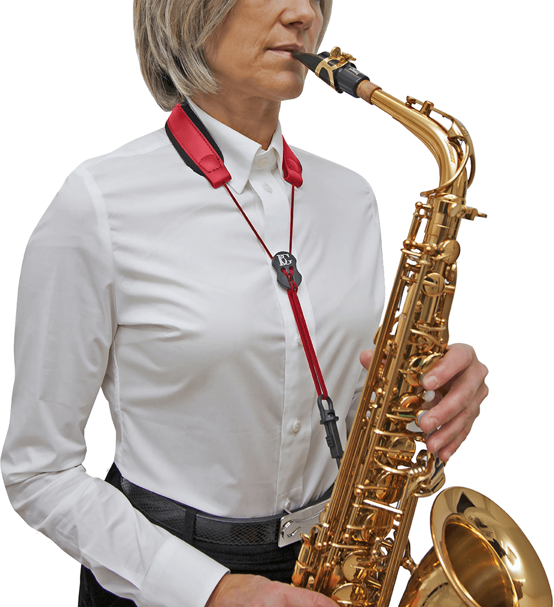 S29SH - LEATHER STRAP FOR SAX RED (CARABINER)