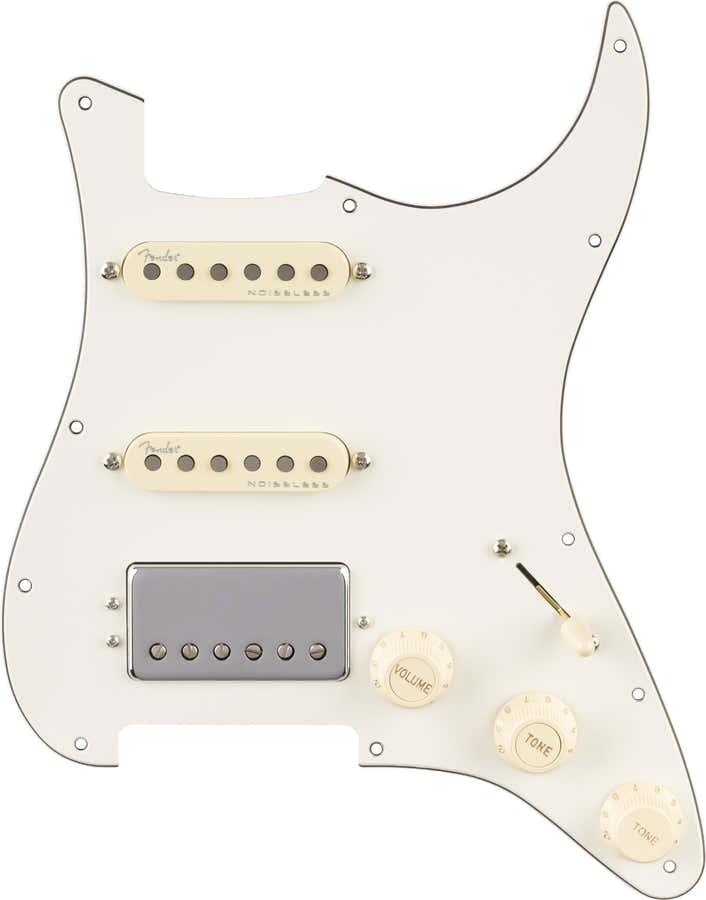 Battipenna Strat precablato Quadra Tap/Ultra Noiseless HSS Pergamena 11 fori PG